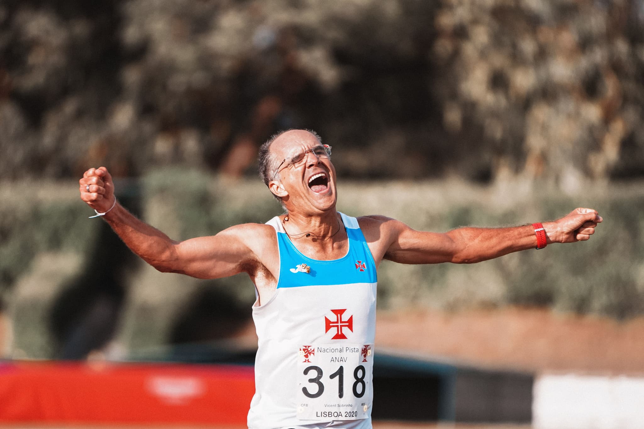 An athlete training outdoors